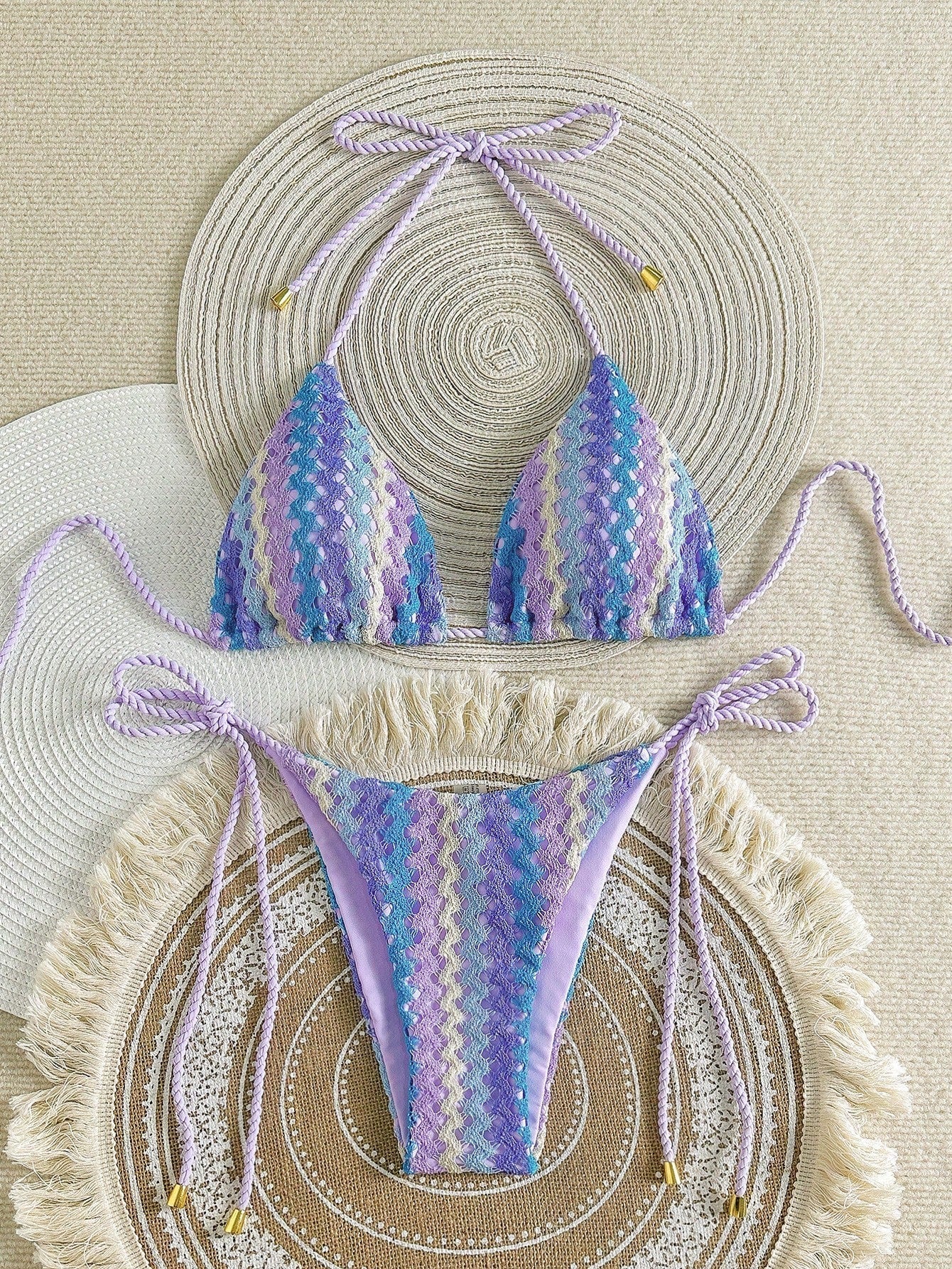 Bequemer Häkeloptik-Bikini mit Dreieck-Top – Produktansicht 3