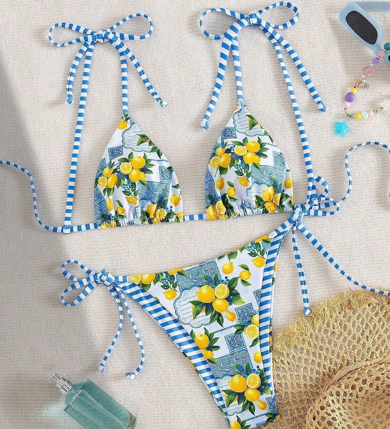 Bequemer Bikini mit Zitronenprint – Produktansicht 1