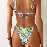 Bequemer Bikini mit Zitronenprint – Produktansicht 4