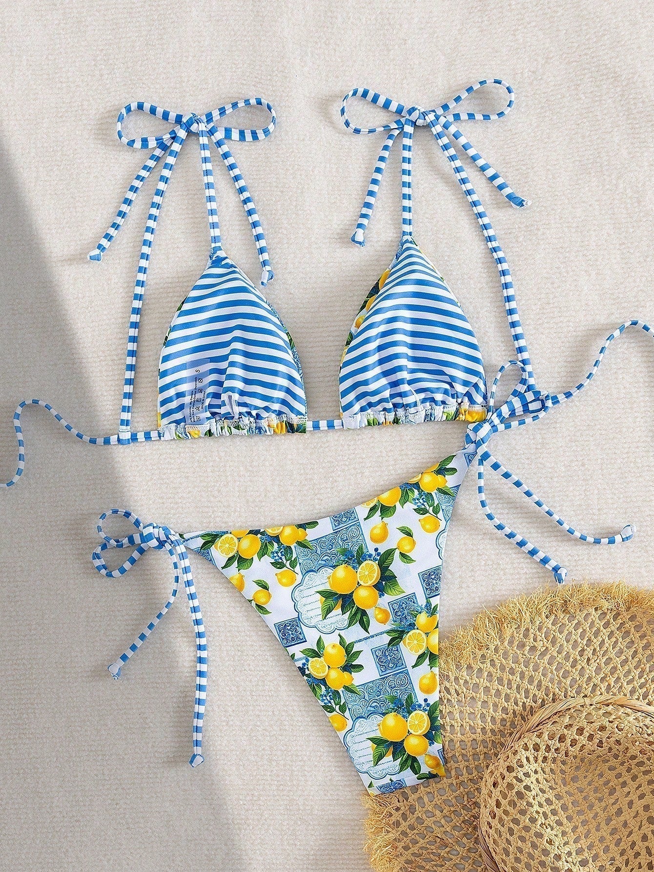 Bequemer Bikini mit Zitronenprint – Produktansicht 6
