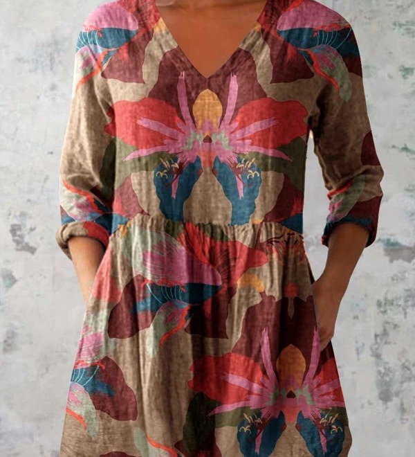 Lockere Bluse in langer Form mit Statement-Muster – Produktansicht 2