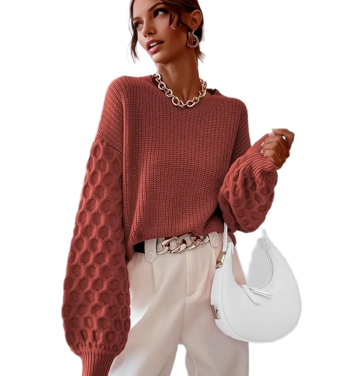 Kuscheliger Winterpullover mit Ballonärmeln – Produktansicht 1