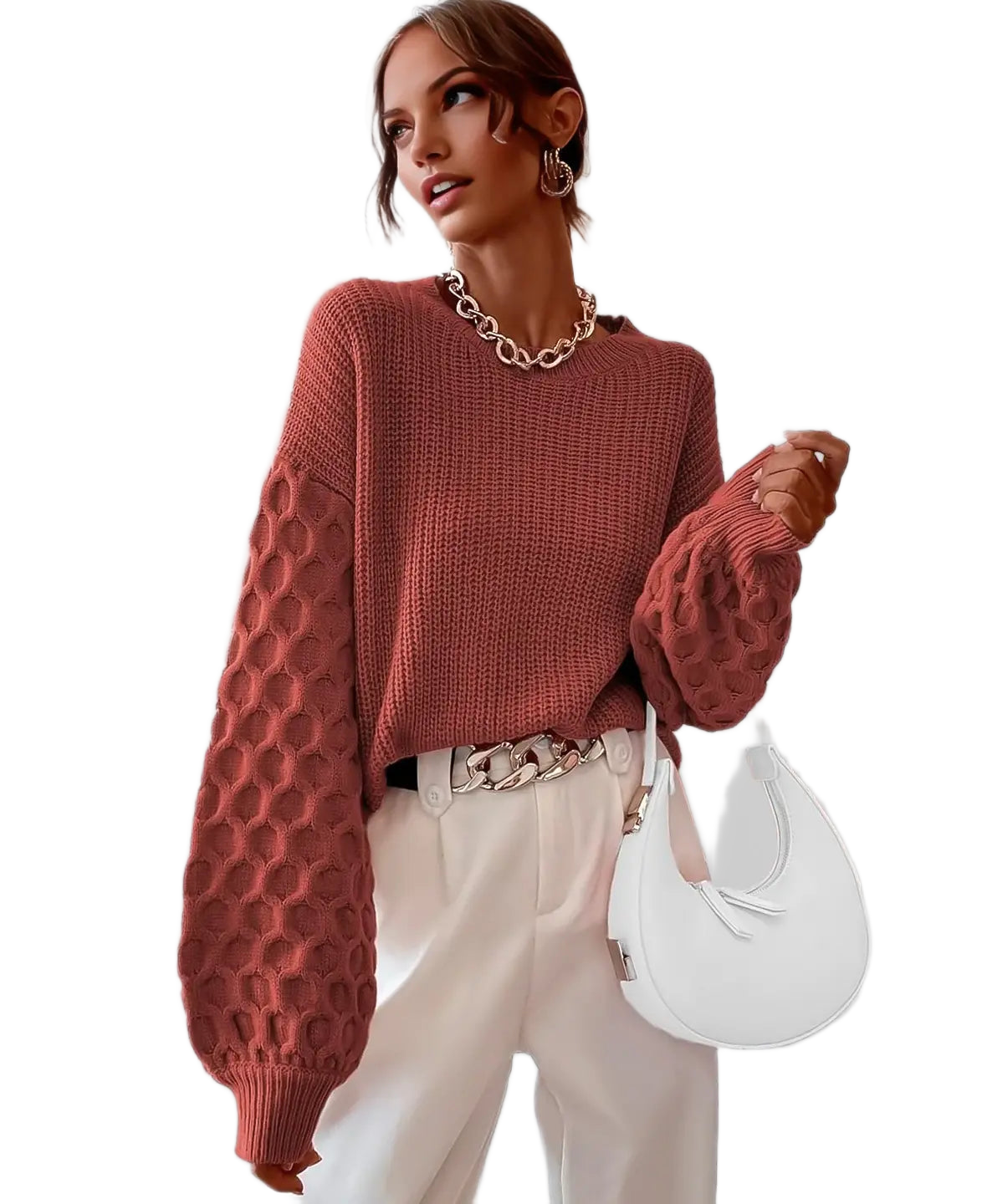 Kuscheliger Winterpullover mit Ballonärmeln – Produktansicht 1