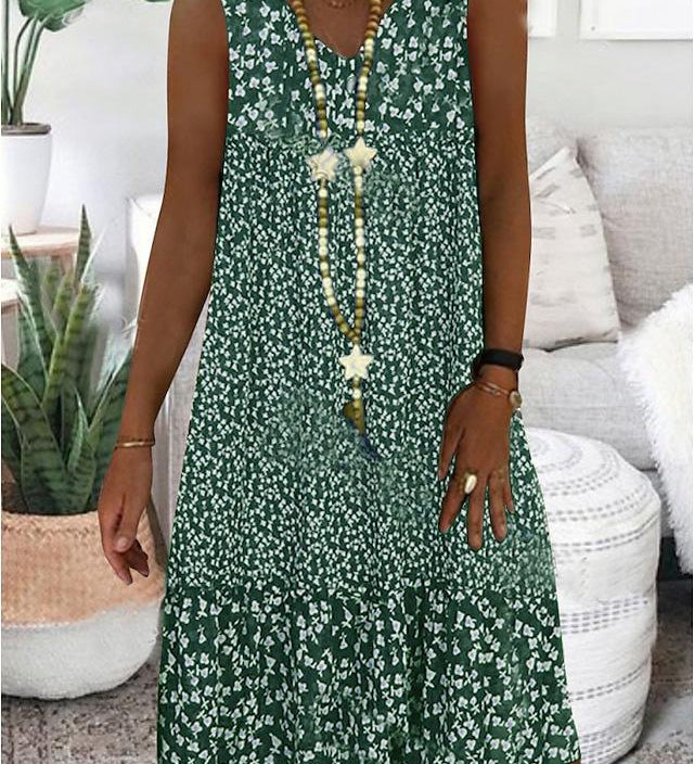 Bequemes ärmelloses Kleid mit V-Ausschnitt – Produktansicht 2