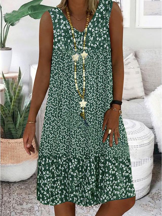 Bequemes ärmelloses Kleid mit V-Ausschnitt – Produktansicht 2