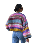 Weiche offene Strickjacke mit Farbakzenten – Produktansicht 1