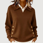 Eleganter Strickpullover mit Knopfdetail am Kragen – Produktansicht 2