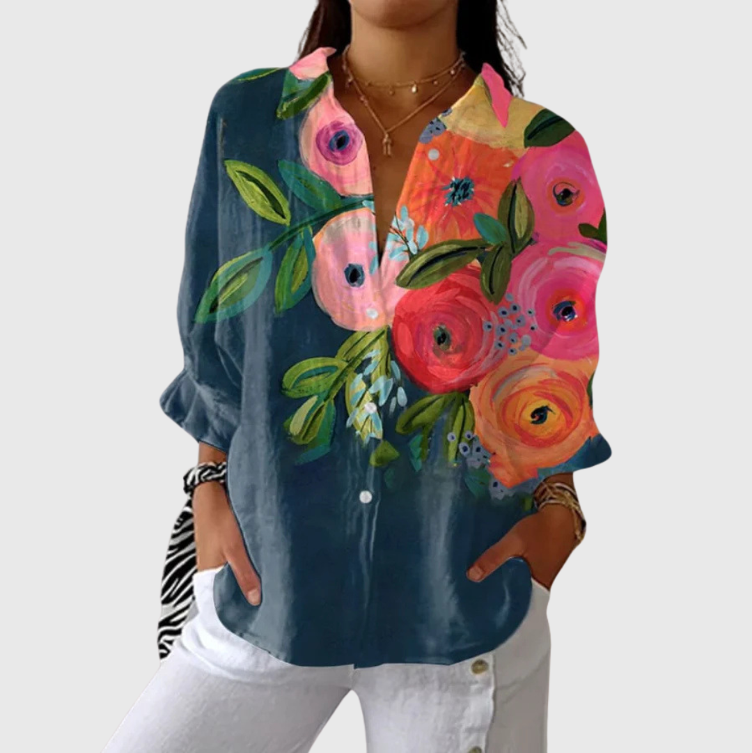Luftige Bluse mit lebendigem Farbdruck – Produktansicht 1
