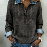 Hemd mit Denim-Effekt und Stricktextur – Produktansicht 3