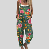 Florale Latzhose in Petrolgrün – Produktansicht 1