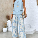 Elegantes Set aus Oberteil und Hose in ärmelloser Form – Produktansicht 1