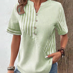 Gestreifte Bluse mit weitem Schnitt und Knopfleiste – Produktansicht 3
