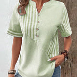 Gestreifte Bluse mit weitem Schnitt und Knopfleiste – Produktansicht 3