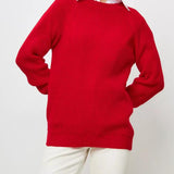 Unifarbener Grobstrick-Pullover in bequemer Passform – Produktansicht 7