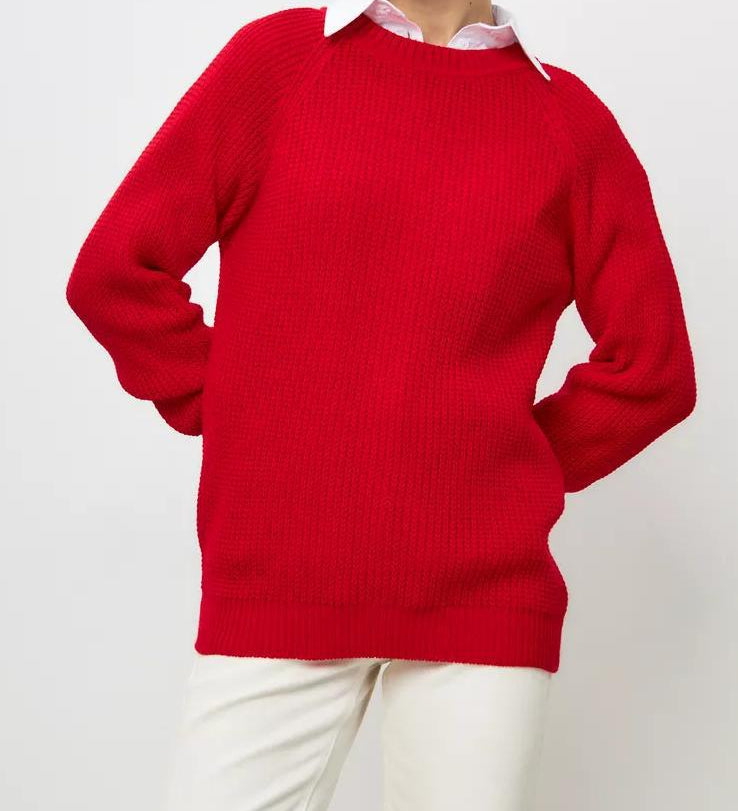 Unifarbener Grobstrick-Pullover in bequemer Passform – Produktansicht 7