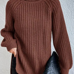 Rollkragenpullover mit Raglanärmeln und Saumschlitz – Produktansicht 10