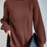 Rollkragenpullover mit Raglanärmeln und Saumschlitz – Produktansicht 10