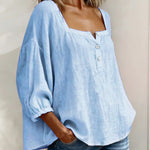 Bluse mit quadratischem Ausschnitt und 3/4-Ärmeln – Produktansicht 18