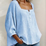 Bluse mit quadratischem Ausschnitt und 3/4-Ärmeln – Produktansicht 18