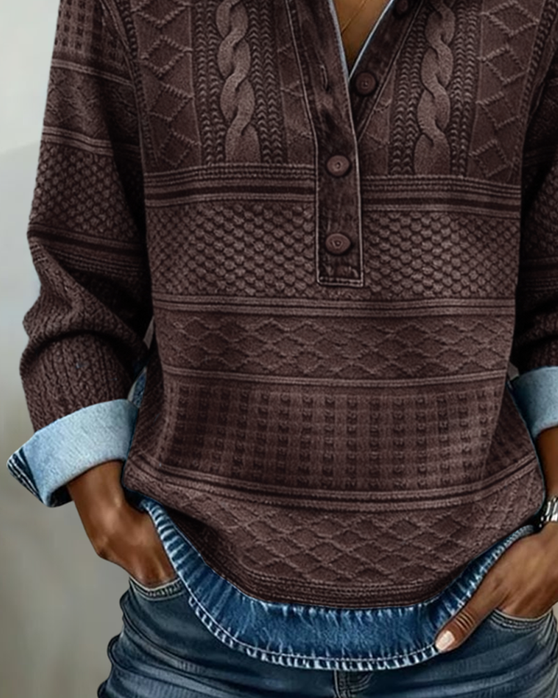 Hemd mit Denim-Effekt und Stricktextur – Produktansicht 9