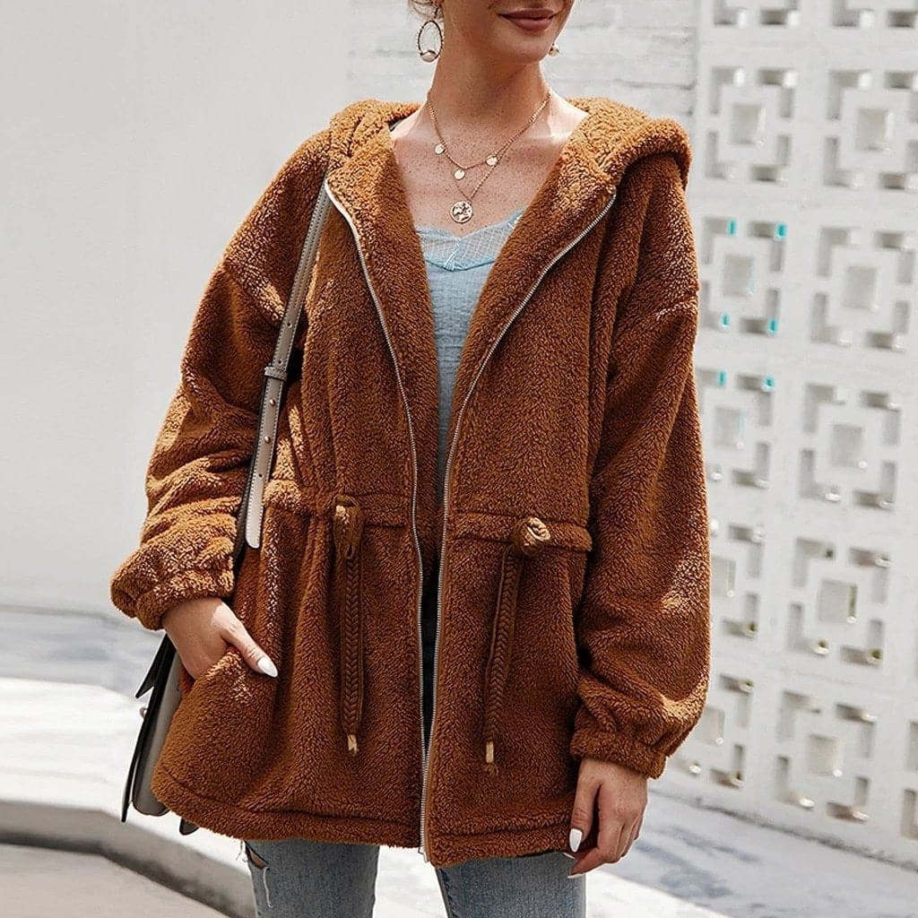 Dicke Oversize-Fleecejacke mit Kapuze – Produktansicht 1
