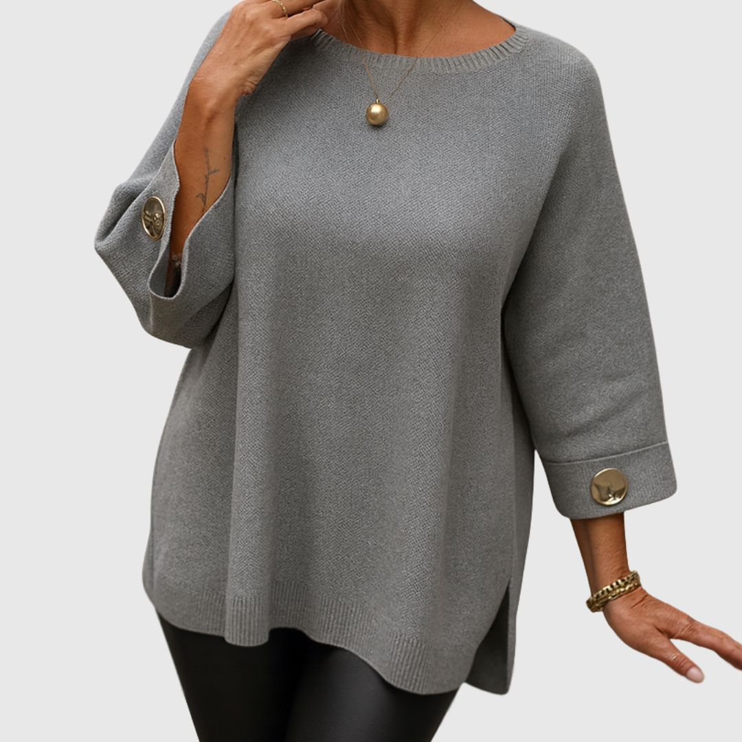 Weicher Pullover mit Halbarm und Rundhalsausschnitt – Produktansicht 2