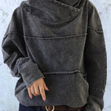 Kapuzensweatshirt in verwaschener Denim-Optik – Produktansicht 5