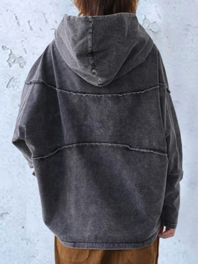 Kapuzensweatshirt in verwaschener Denim-Optik – Produktansicht 3