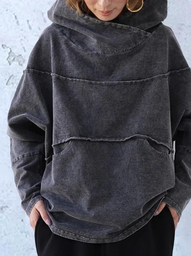 Kapuzensweatshirt in verwaschener Denim-Optik – Produktansicht 4