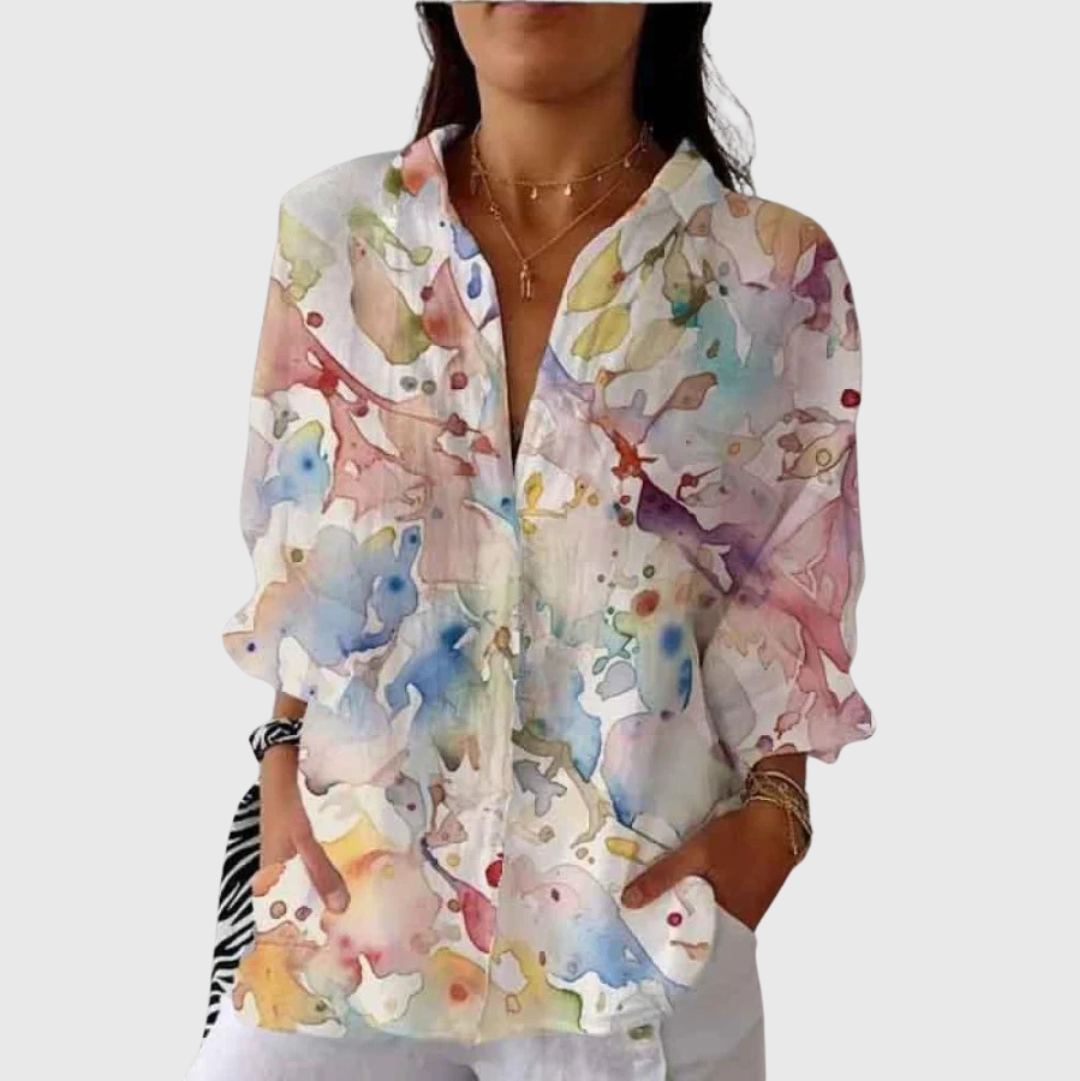 Blumige Bluse mit farbstarkem Druck – Produktansicht 1