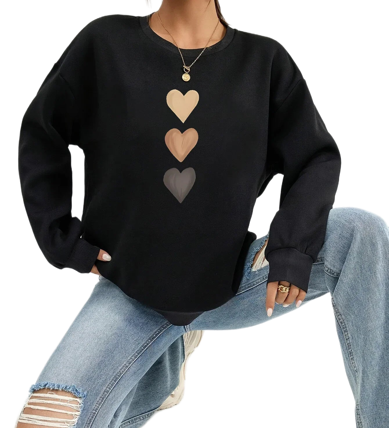 Sweatshirt mit verspieltem Herzchen-Print – Produktansicht 1