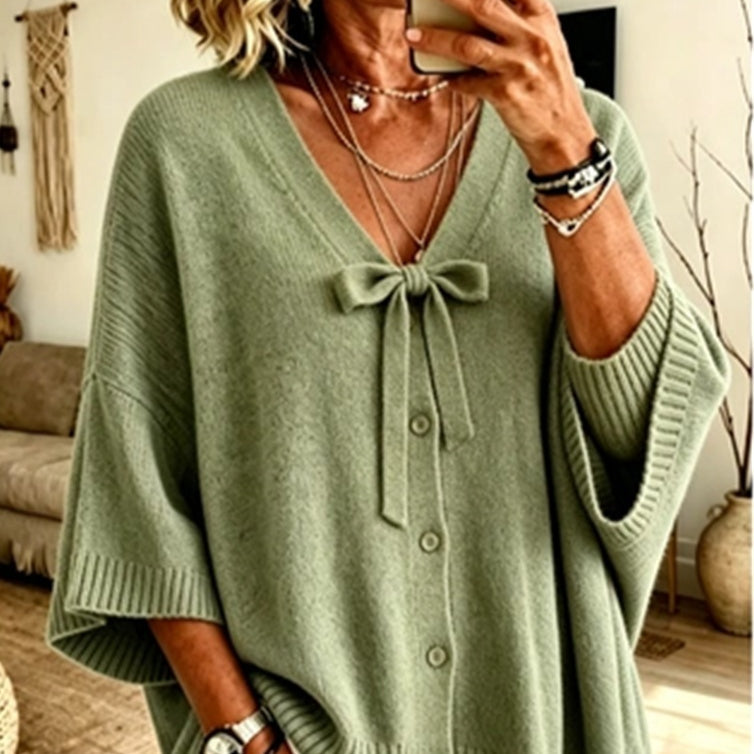 Unifarbener Pullover mit langen Ärmeln – Produktansicht 1