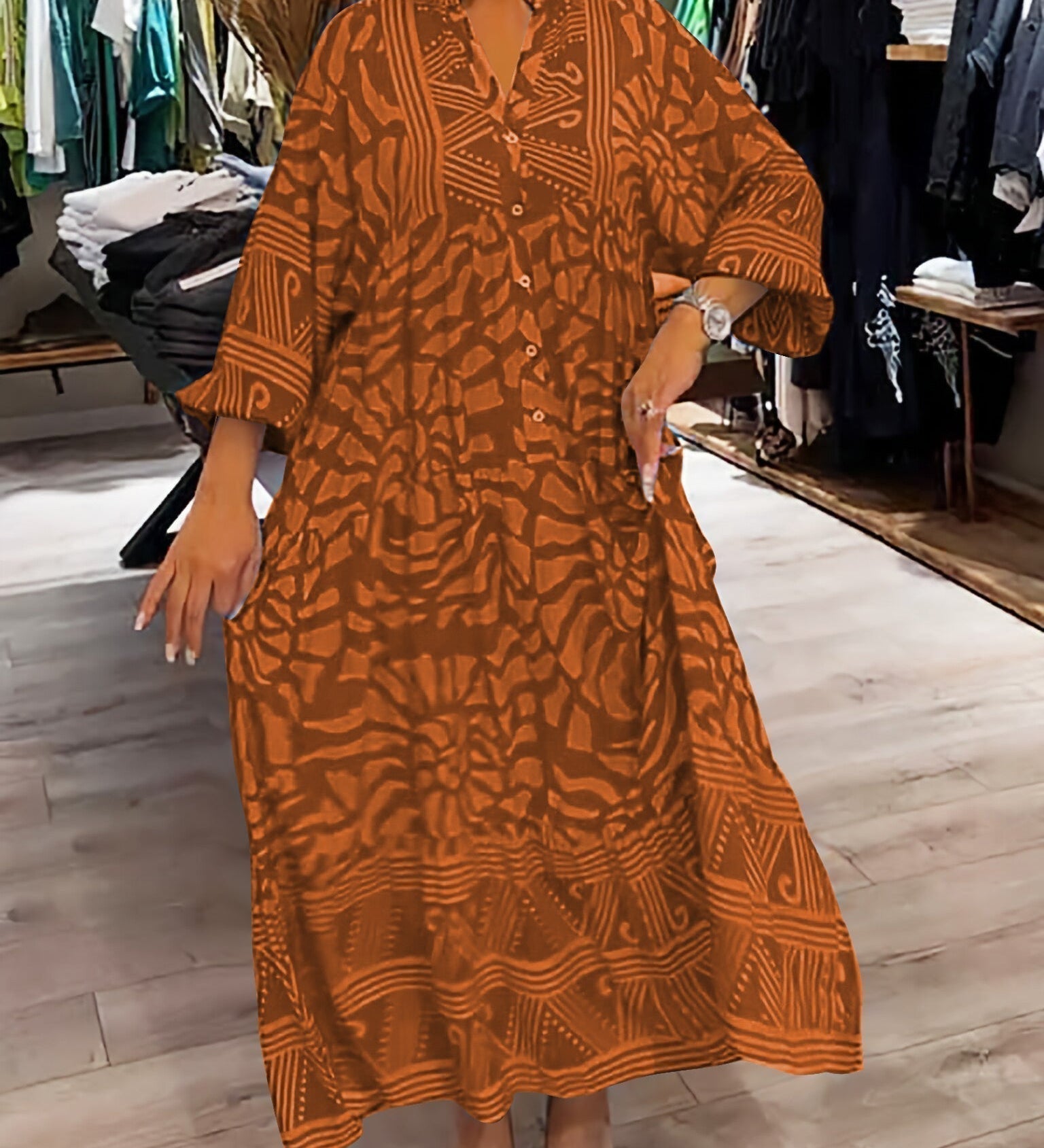 Bequemes Kleid mit lebendigem Print – Produktansicht 6