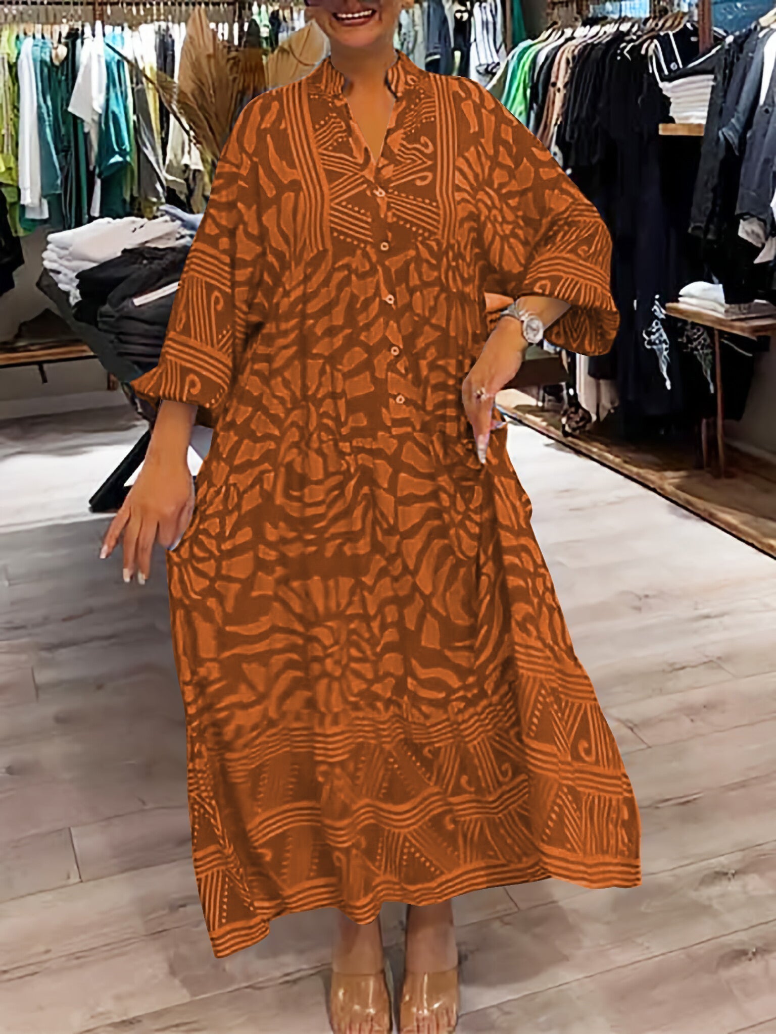 Bequemes Kleid mit lebendigem Print – Produktansicht 6