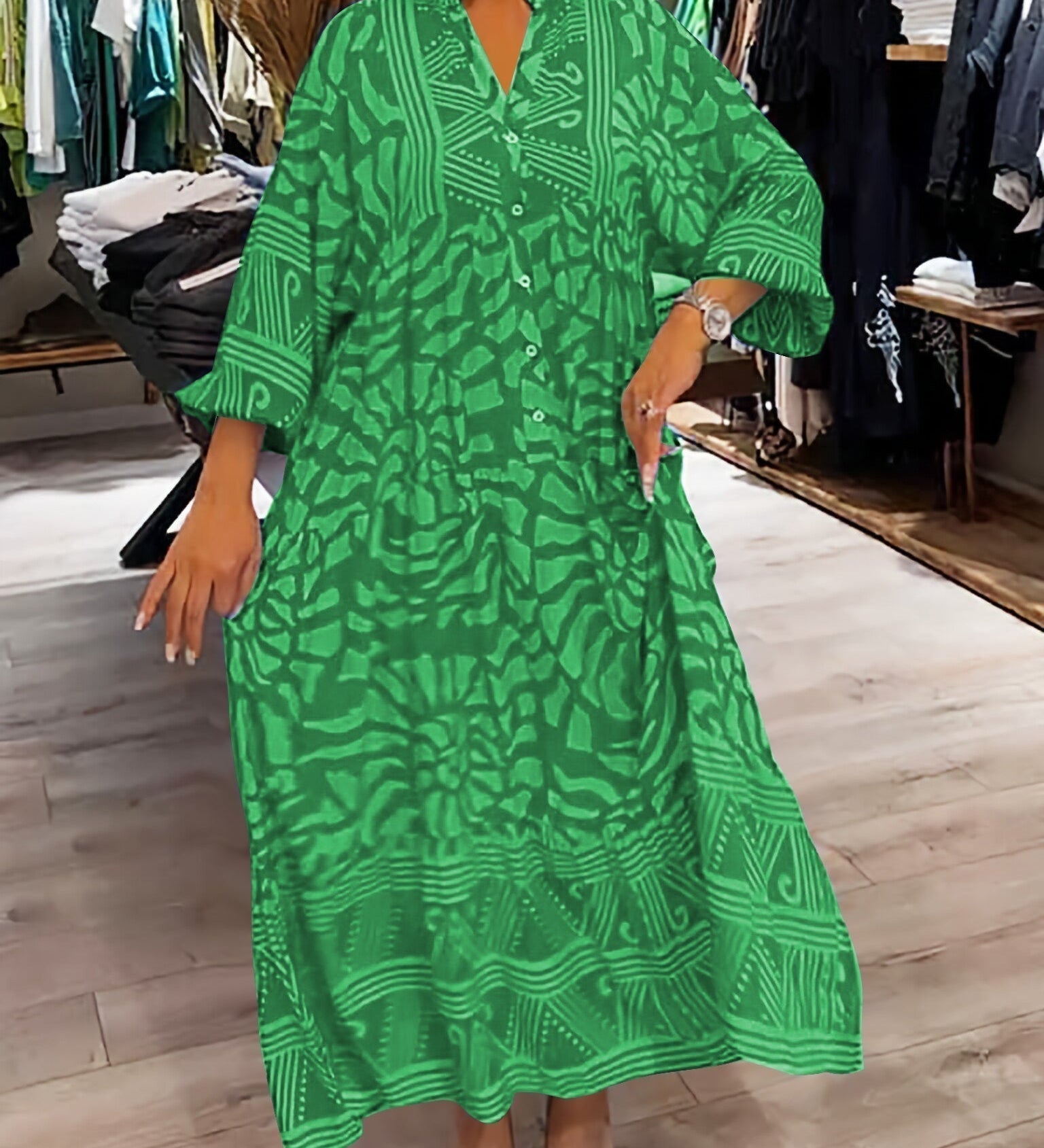 Bequemes Kleid mit lebendigem Print – Produktansicht 7