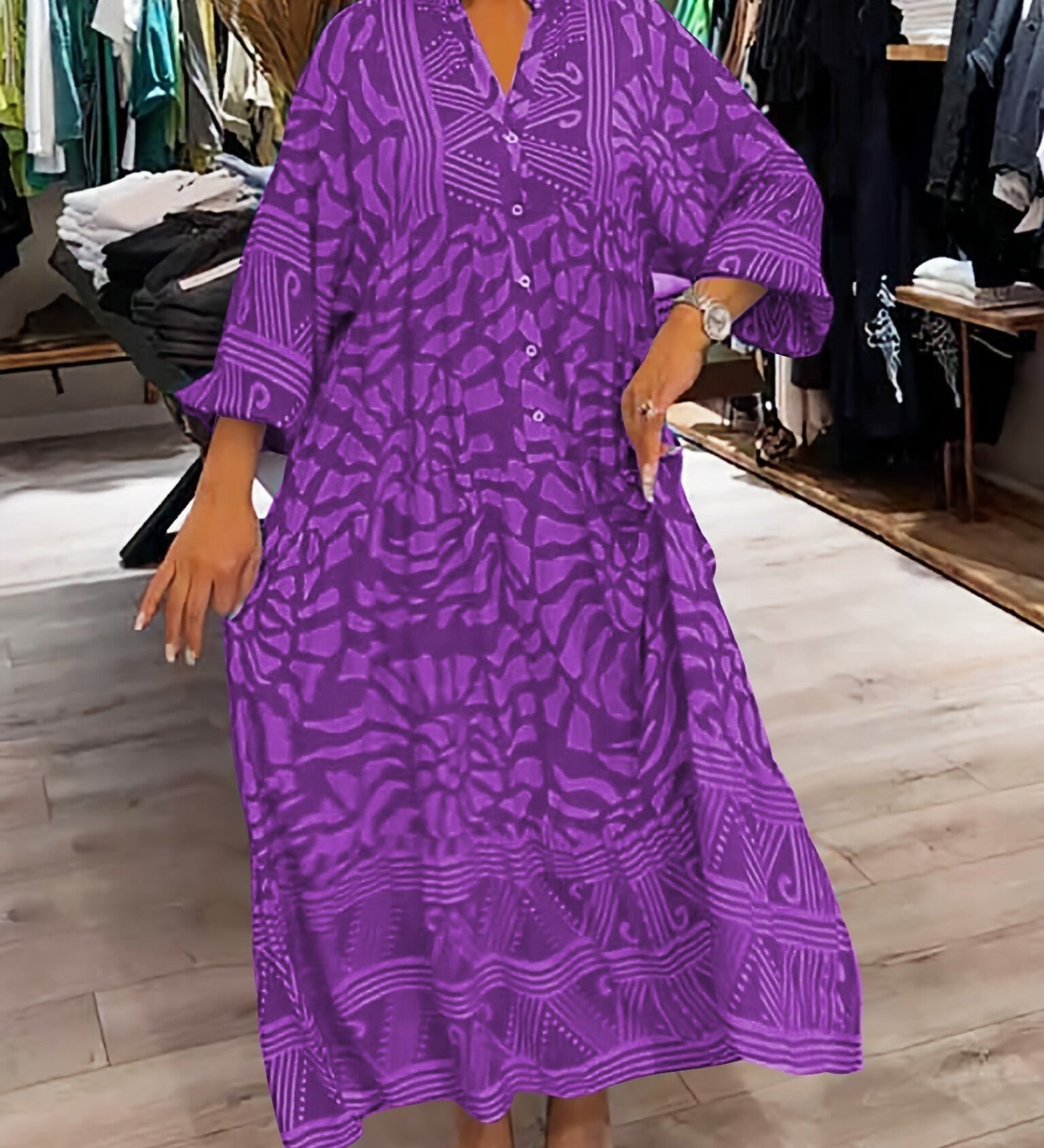 Bequemes Kleid mit lebendigem Print – Produktansicht 8