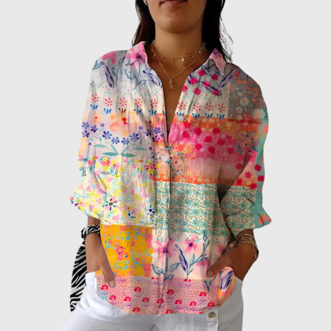 Bluse mit fröhlichem Print und leichtem Fall – Produktansicht 1