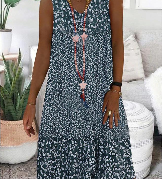 Bequemes ärmelloses Kleid mit V-Ausschnitt – Produktansicht 5