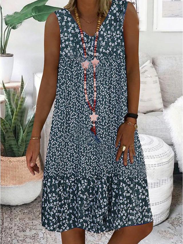 Bequemes ärmelloses Kleid mit V-Ausschnitt – Produktansicht 5