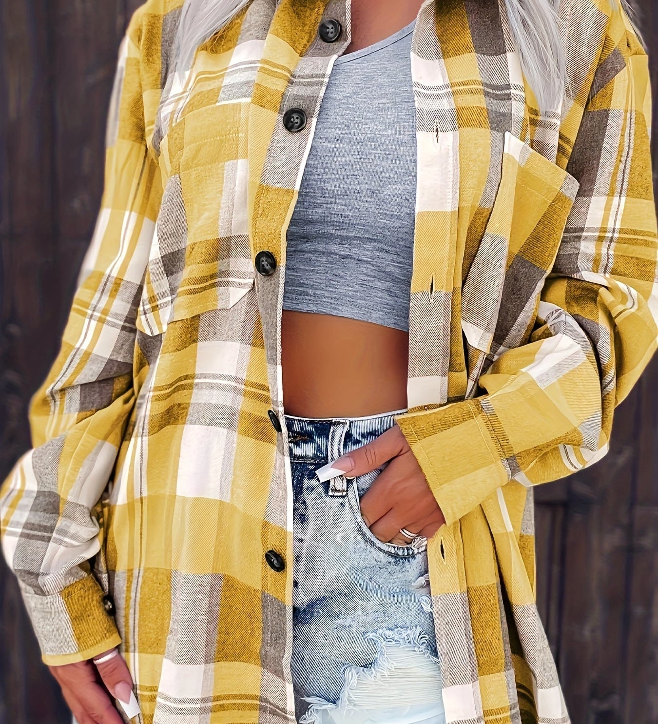Langärmliges Gingham-Hemd – Produktansicht 2
