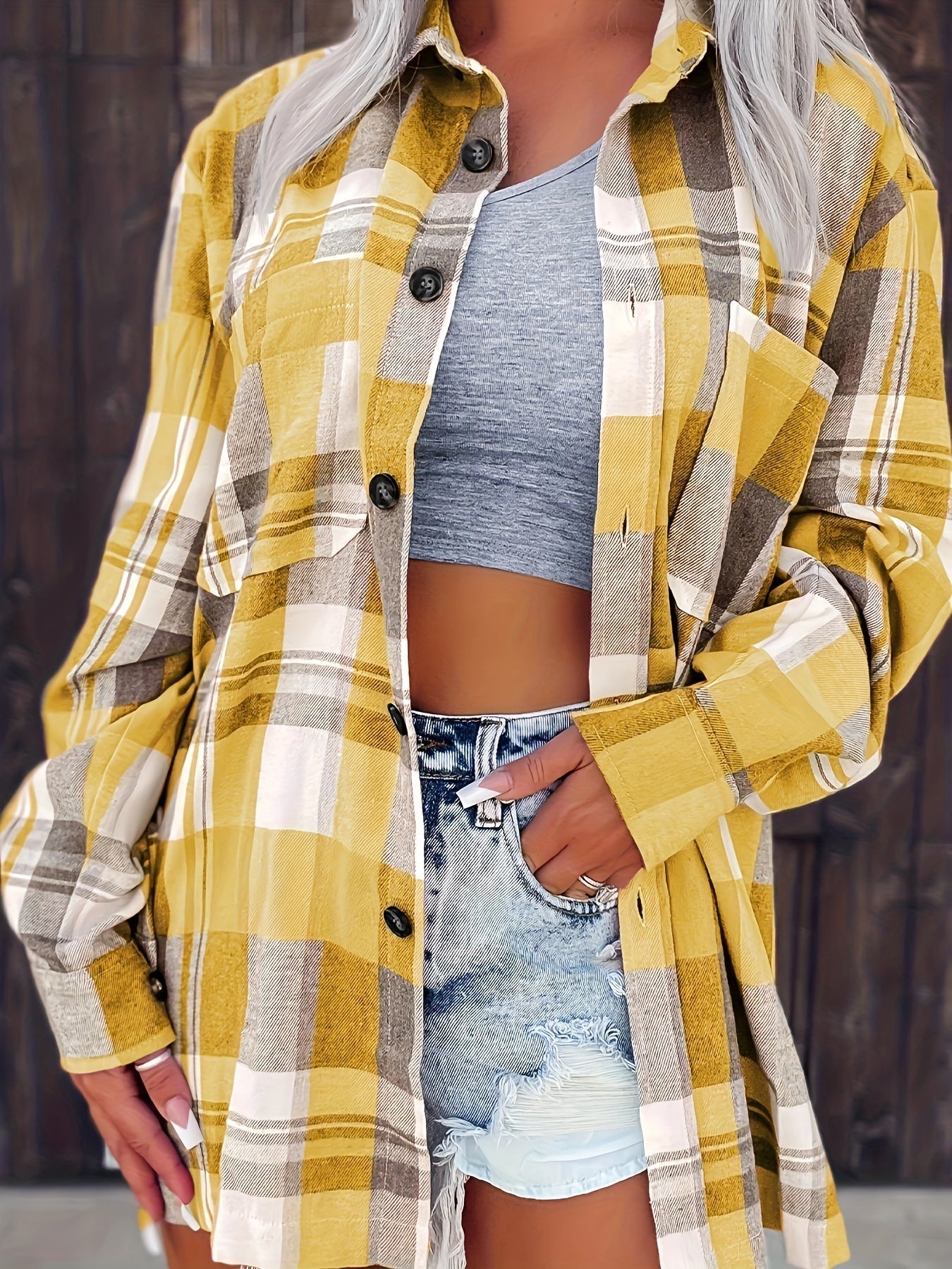 Langärmliges Gingham-Hemd – Produktansicht 2