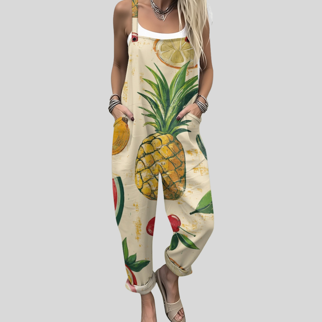 Bequeme Latzhose mit Tropenfrüchten – Produktansicht 1