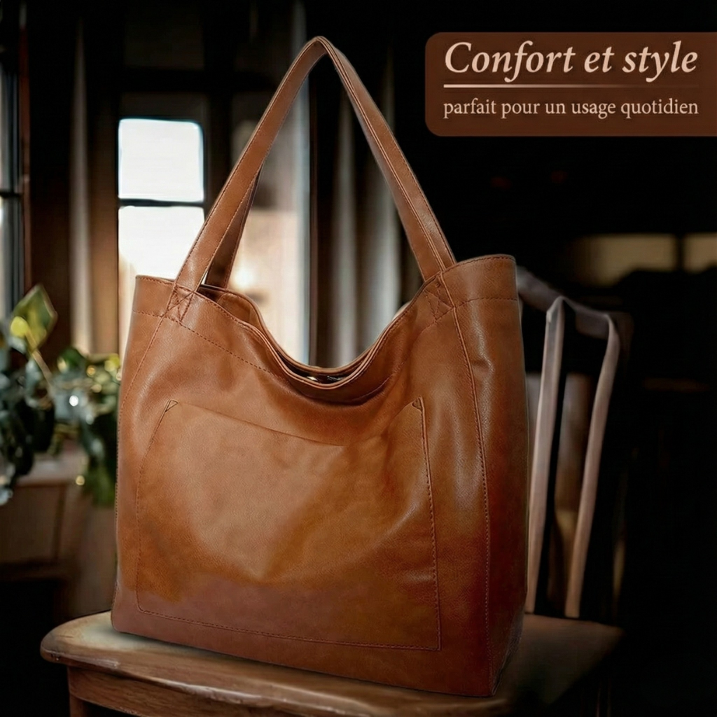 Vintage-Schultertasche aus Leder – Produktansicht 3