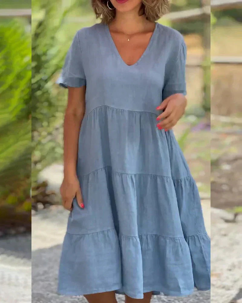 Bequemes Sommerkleid mit V-Ausschnitt – Produktansicht 9