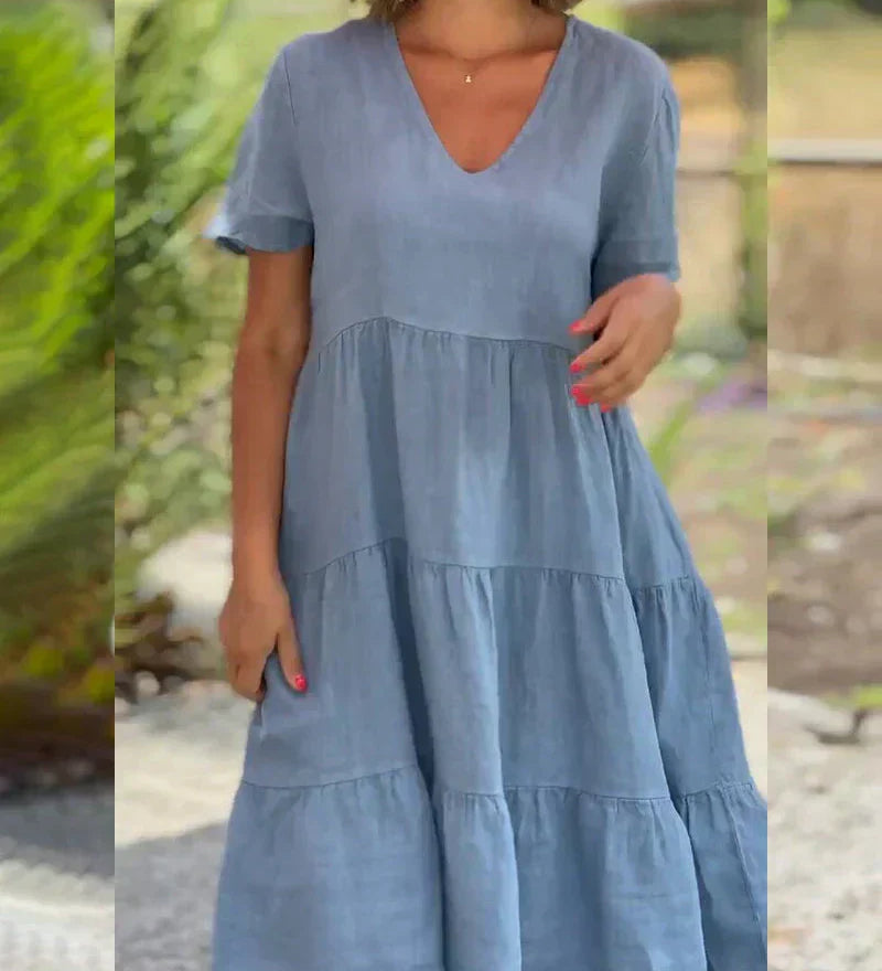 Bequemes Sommerkleid mit V-Ausschnitt – Produktansicht 9