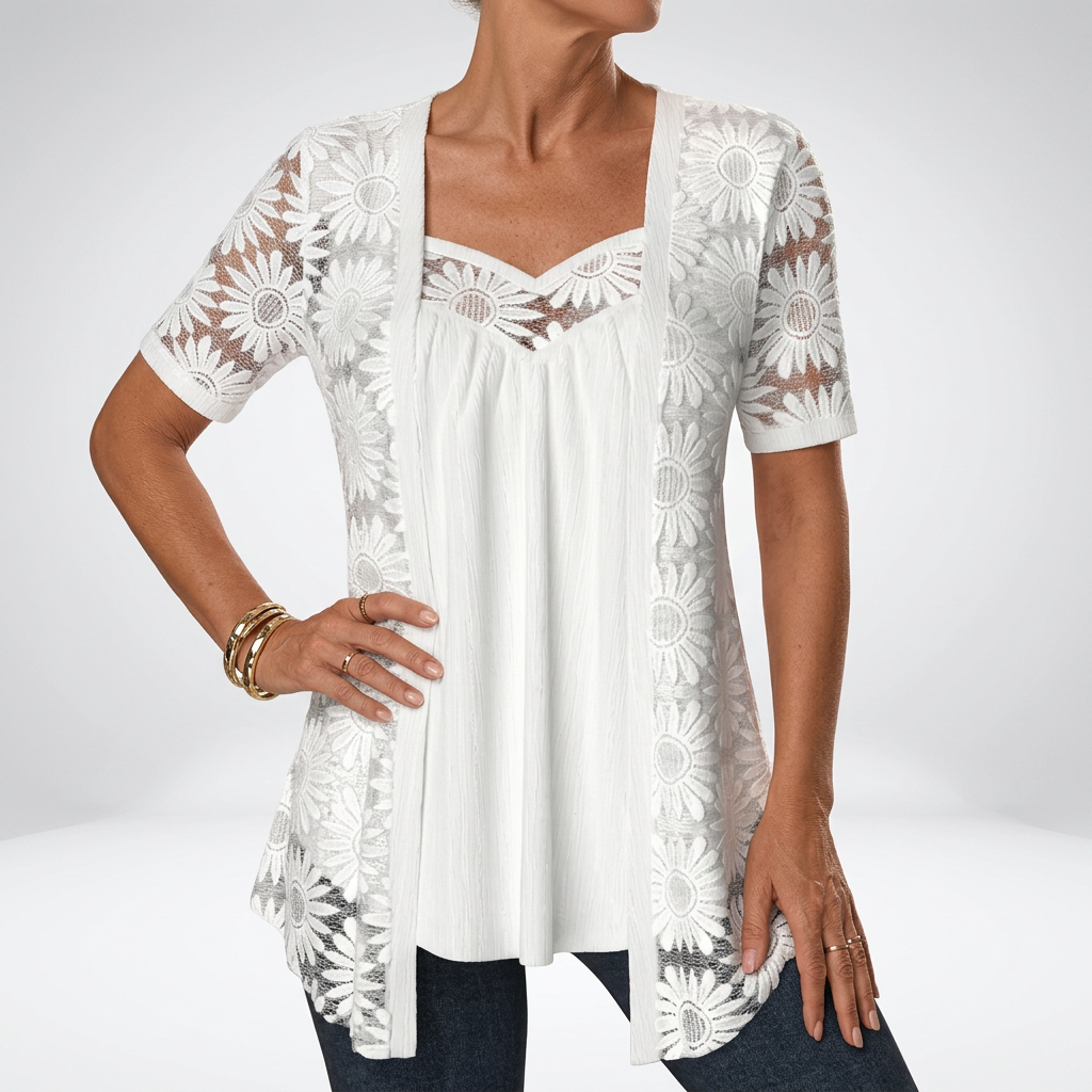 Bluse mit Spitze und quadratischem Ausschnitt – Produktansicht 14