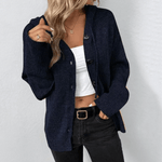 Lässige Kapuzen-Strickjacke mit Knopfleiste – Produktansicht 7