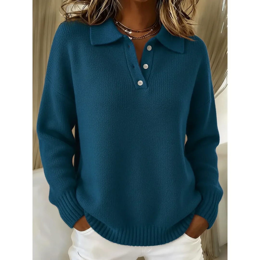 Lässiger Strickpullover mit klassischem Polokragen – Produktansicht 4