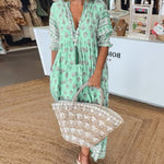 Midikleid mit floralen Mustern und V-Ausschnitt – Produktansicht 6