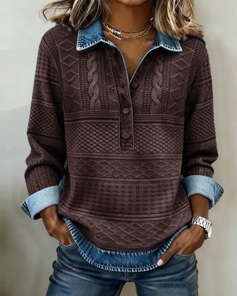 Hemd mit Denim-Effekt und Stricktextur – Produktansicht 4